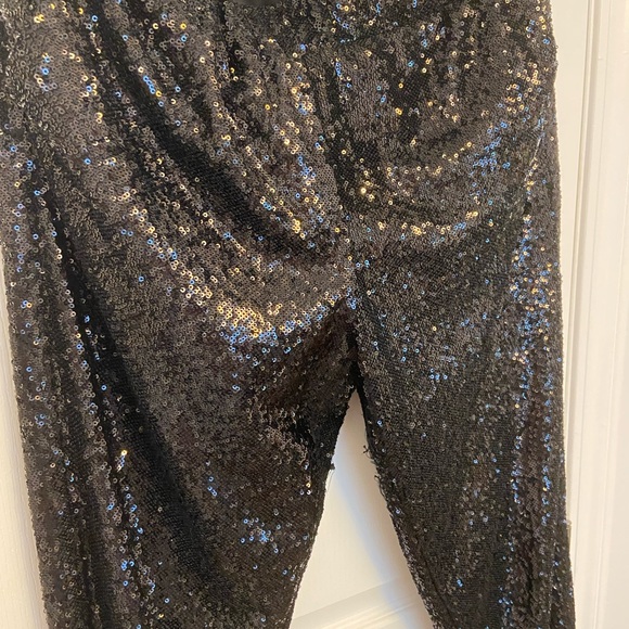 Black sequin joggers, size 10 - Picture 5 of 6